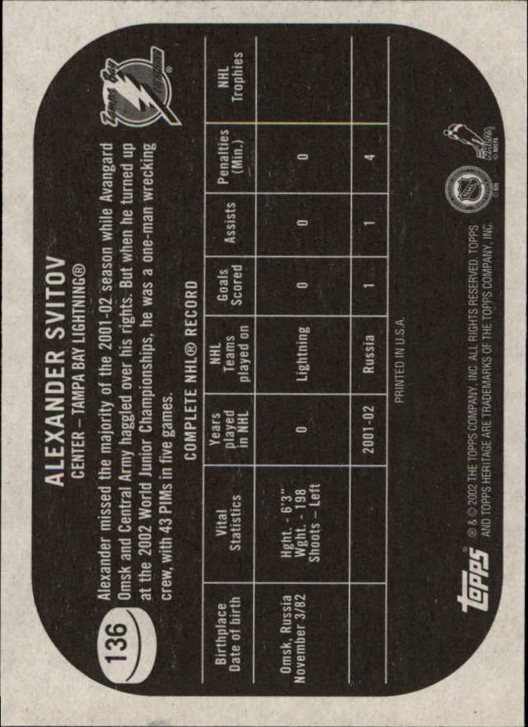 B6682- 2002-03 Topps Heritage Hockey Card #s 1-186 -You Pick- 15+ FREE US SHIP - Picture 240 of 262