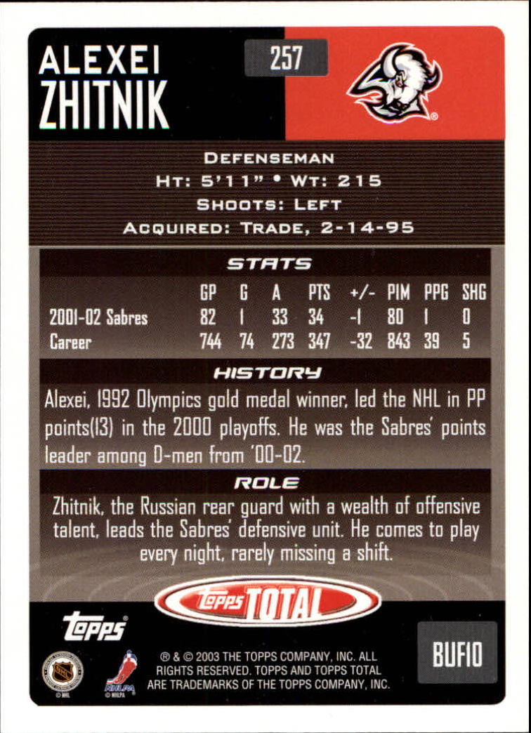 A4574- 2002-03 Topps Total Hk #s 251-440 +Inserts -You Pick- 15+ FREE US SHIP - Picture 15 of 427