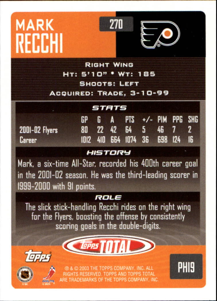 A4574- 2002-03 Topps Total Hk #s 251-440 +Inserts -You Pick- 15+ FREE US SHIP - Picture 41 of 427
