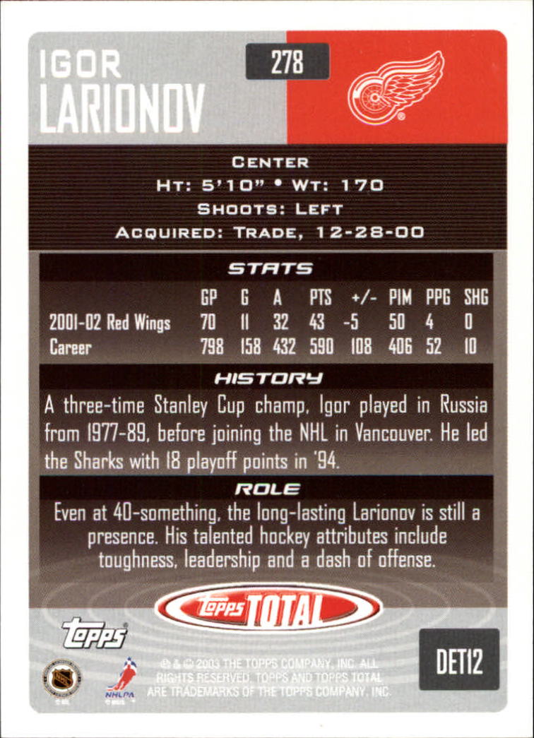 A4574- 2002-03 Topps Total Hk #s 251-440 +Inserts -You Pick- 15+ FREE US SHIP - Picture 57 of 427
