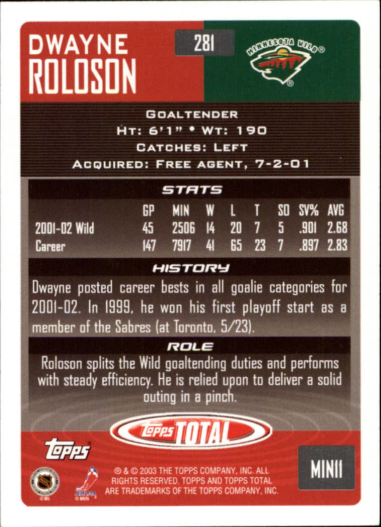 A4574- 2002-03 Topps Total Hk #s 251-440 +Inserts -You Pick- 15+ FREE US SHIP - Picture 63 of 427