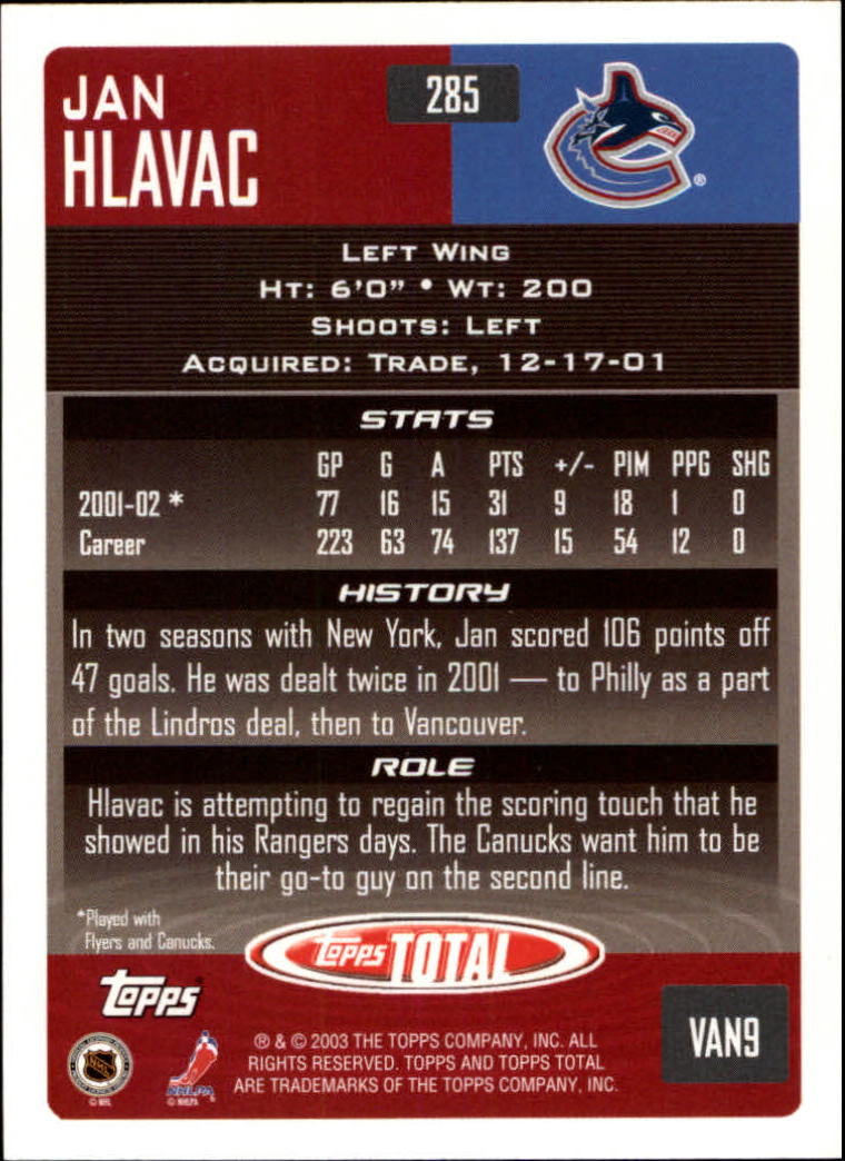 A4574- 2002-03 Topps Total Hk #s 251-440 +Inserts -You Pick- 15+ FREE US SHIP - Picture 71 of 427