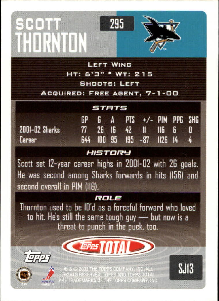 A4574- 2002-03 Topps Total Hk #s 251-440 +Inserts -You Pick- 15+ FREE US SHIP - Picture 91 of 427