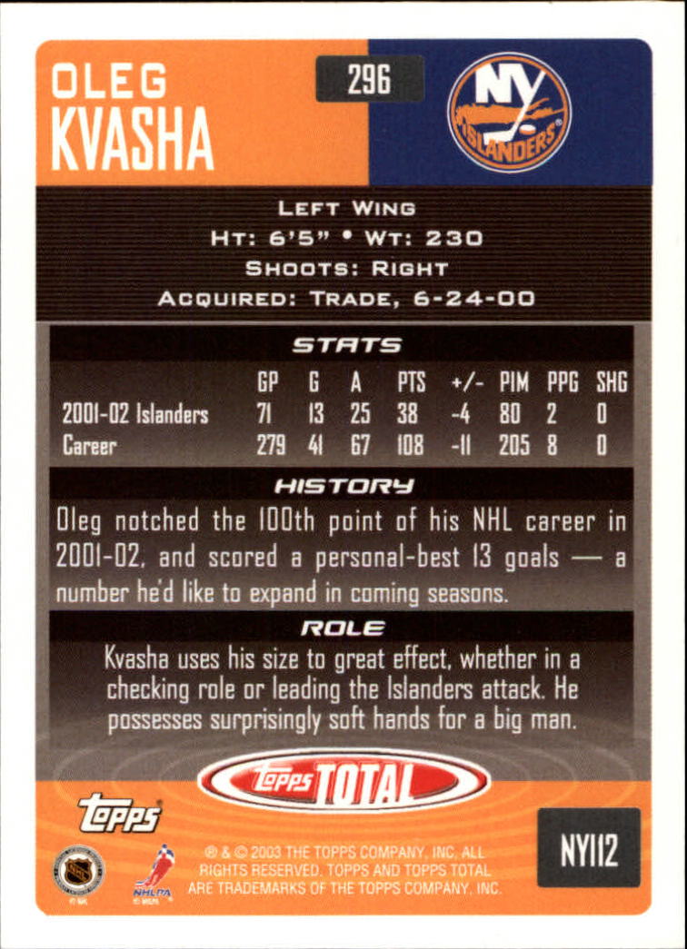 A4574- 2002-03 Topps Total Hk #s 251-440 +Inserts -You Pick- 15+ FREE US SHIP - Picture 93 of 427