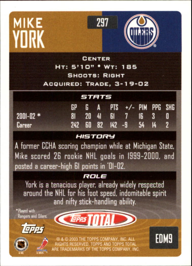 A4574- 2002-03 Topps Total Hk #s 251-440 +Inserts -You Pick- 15+ FREE US SHIP - Picture 95 of 427