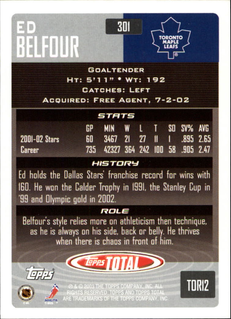 A4574- 2002-03 Topps Total Hk #s 251-440 +Inserts -You Pick- 15+ FREE US SHIP - Picture 103 of 427