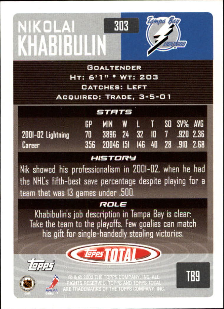 A4574- 2002-03 Topps Total Hk #s 251-440 +Inserts -You Pick- 15+ FREE US SHIP - Picture 107 of 427