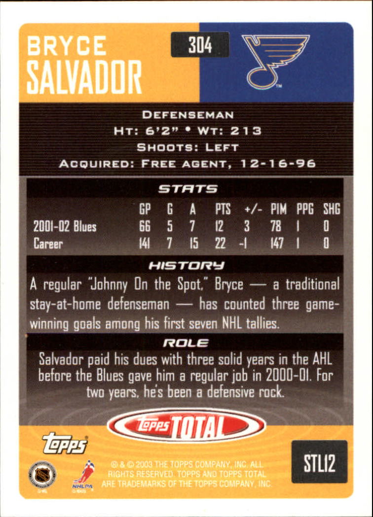A4574- 2002-03 Topps Total Hk #s 251-440 +Inserts -You Pick- 15+ FREE US SHIP - Picture 109 of 427