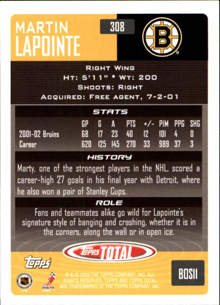 A4574- 2002-03 Topps Total Hk #s 251-440 +Inserts -You Pick- 15+ FREE US SHIP - Picture 117 of 427