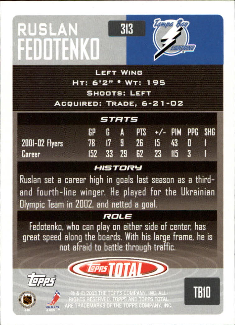 A4574- 2002-03 Topps Total Hk #s 251-440 +Inserts -You Pick- 15+ FREE US SHIP - Picture 125 of 427