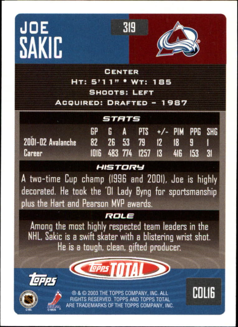 A4574- 2002-03 Topps Total Hk #s 251-440 +Inserts -You Pick- 15+ FREE US SHIP - Picture 137 of 427