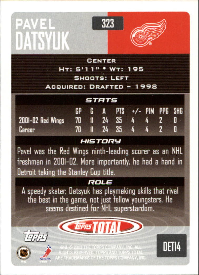 A4574- 2002-03 Topps Total Hk #s 251-440 +Inserts -You Pick- 15+ FREE US SHIP - Picture 145 of 427
