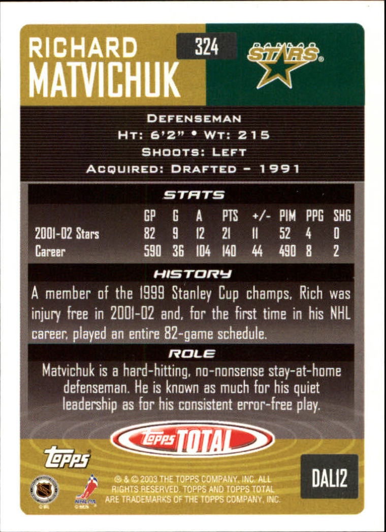 A4574- 2002-03 Topps Total Hk #s 251-440 +Inserts -You Pick- 15+ FREE US SHIP - Picture 147 of 427