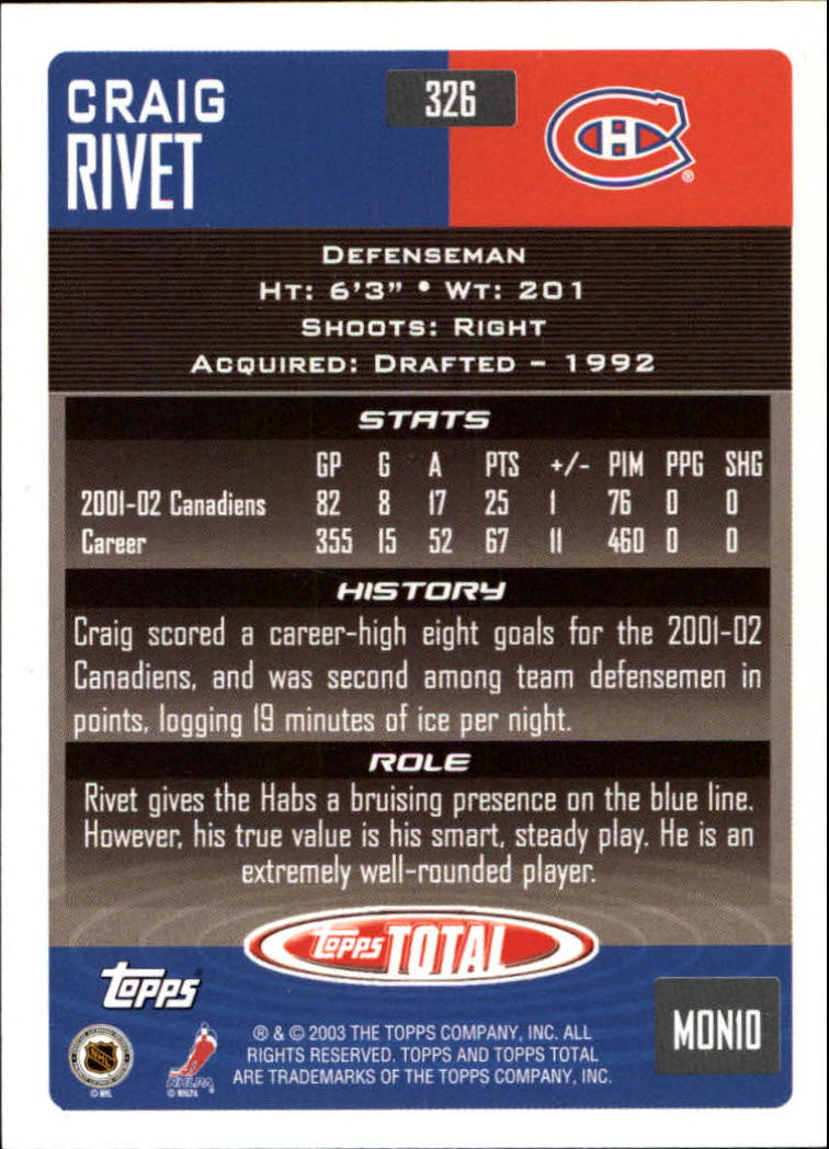 A4574- 2002-03 Topps Total Hk #s 251-440 +Inserts -You Pick- 15+ FREE US SHIP - Picture 151 of 427