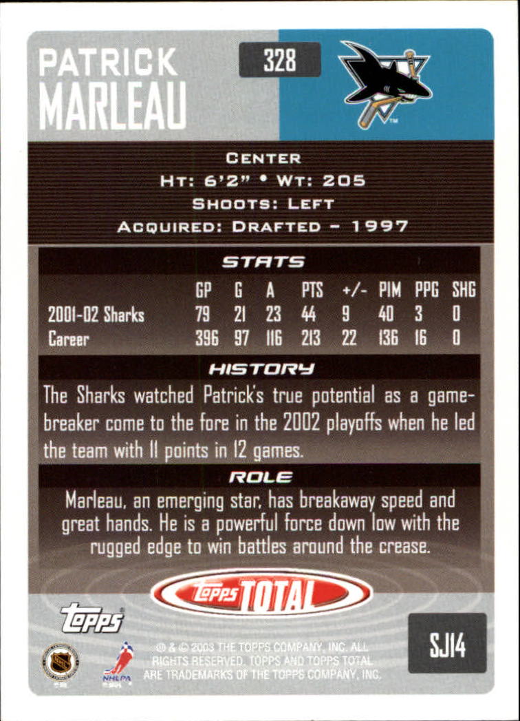 A4574- 2002-03 Topps Total Hk #s 251-440 +Inserts -You Pick- 15+ FREE US SHIP - Picture 155 of 427