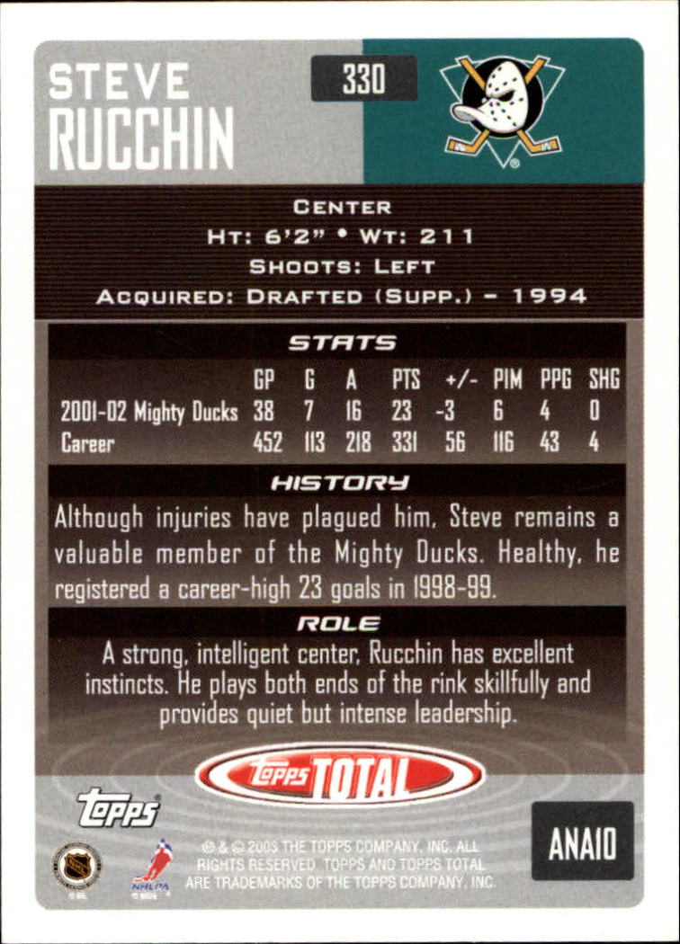 A4574- 2002-03 Topps Total Hk #s 251-440 +Inserts -You Pick- 15+ FREE US SHIP - Picture 159 of 427