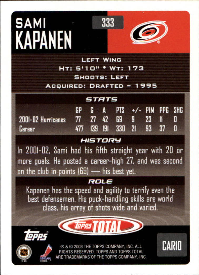 A4574- 2002-03 Topps Total Hk #s 251-440 +Inserts -You Pick- 15+ FREE US SHIP - Picture 165 of 427