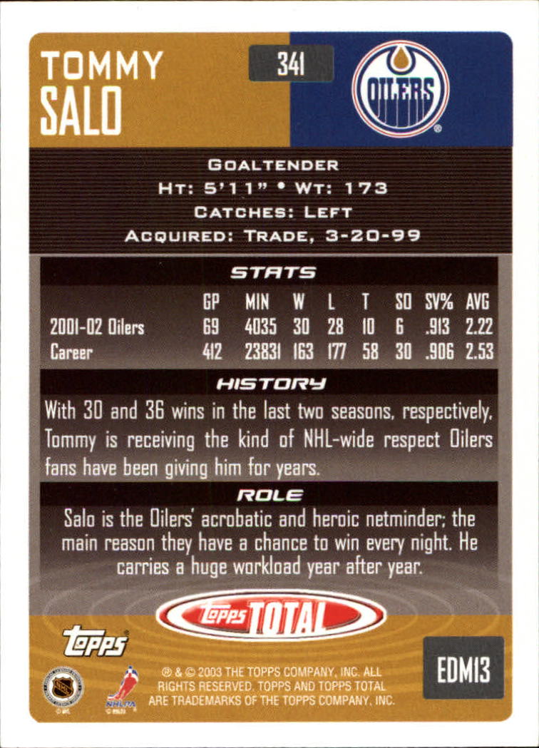 A4574- 2002-03 Topps Total Hk #s 251-440 +Inserts -You Pick- 15+ FREE US SHIP - Picture 181 of 427