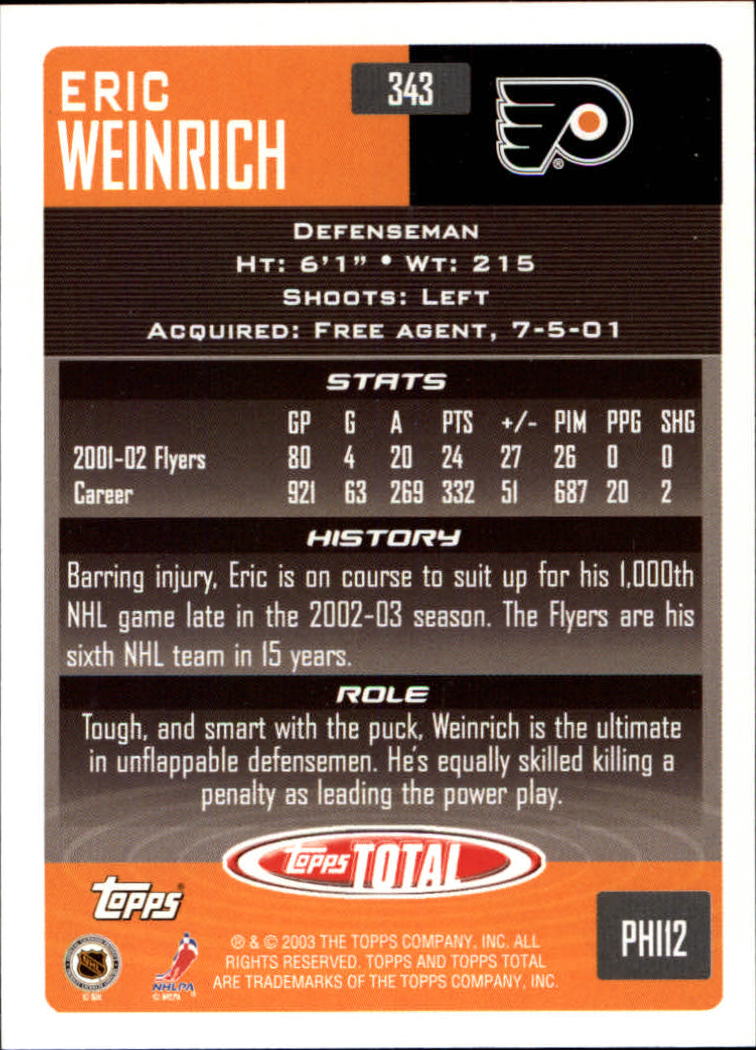 A4574- 2002-03 Topps Total Hk #s 251-440 +Inserts -You Pick- 15+ FREE US SHIP - Picture 185 of 427