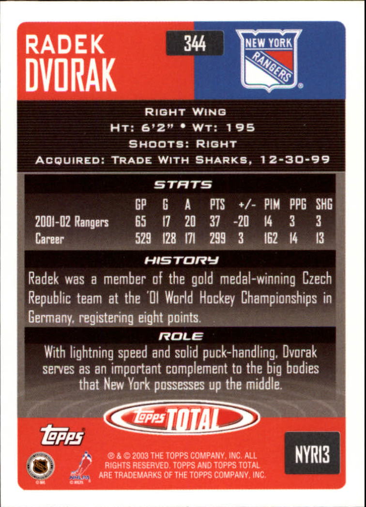 A4574- 2002-03 Topps Total Hk #s 251-440 +Inserts -You Pick- 15+ FREE US SHIP - Picture 187 of 427
