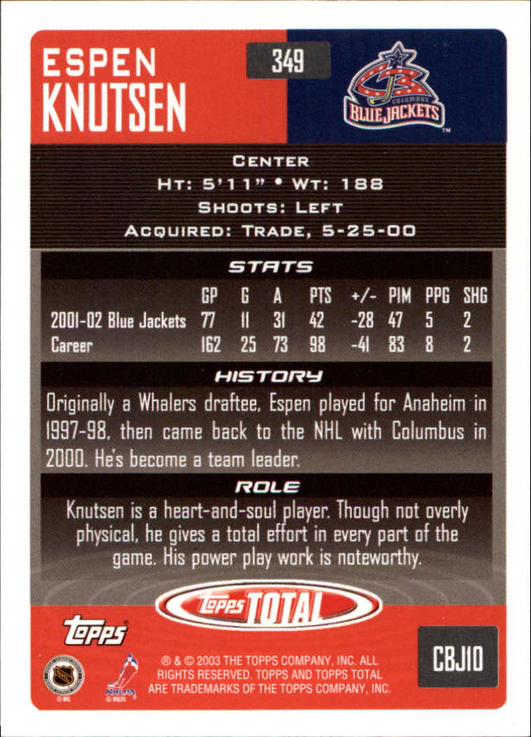 A4574- 2002-03 Topps Total Hk #s 251-440 +Inserts -You Pick- 15+ FREE US SHIP - Picture 197 of 427