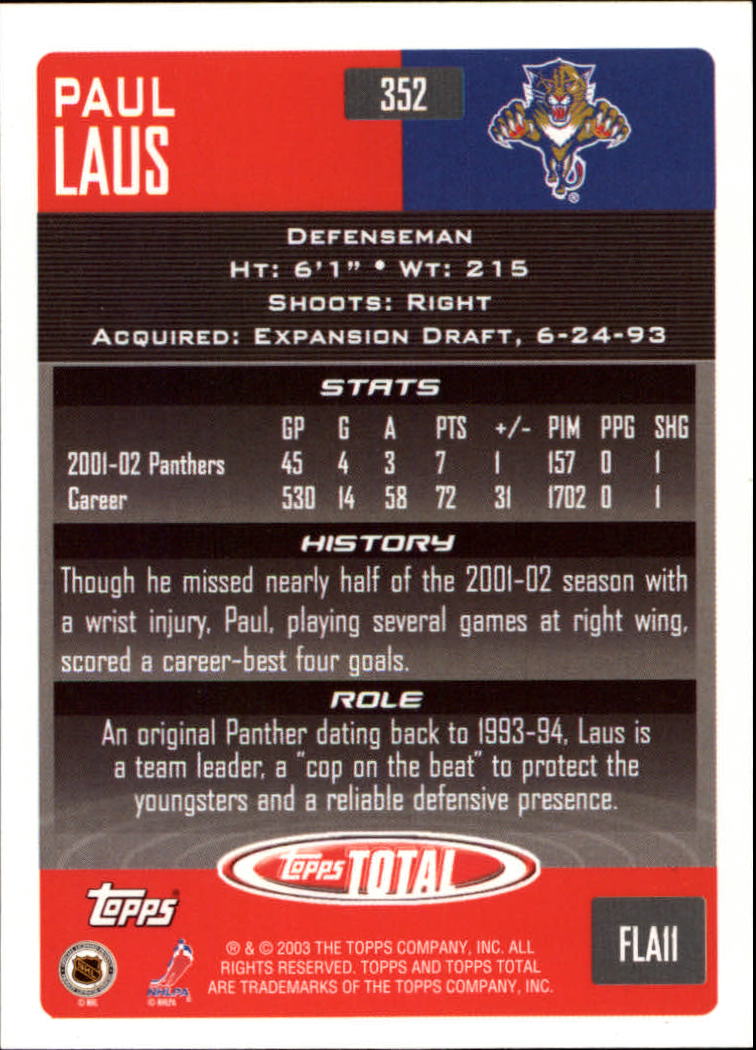 A4574- 2002-03 Topps Total Hk #s 251-440 +Inserts -You Pick- 15+ FREE US SHIP - Picture 203 of 427