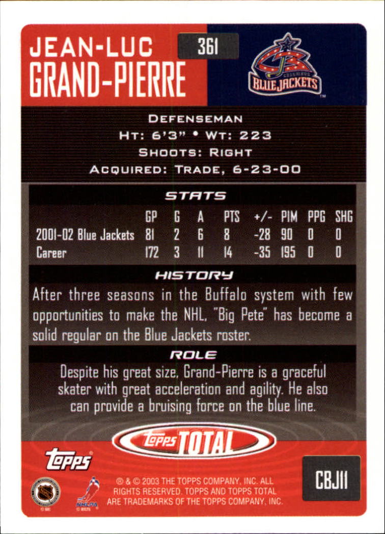 A4574- 2002-03 Topps Total Hk #s 251-440 +Inserts -You Pick- 15+ FREE US SHIP - Picture 221 of 427