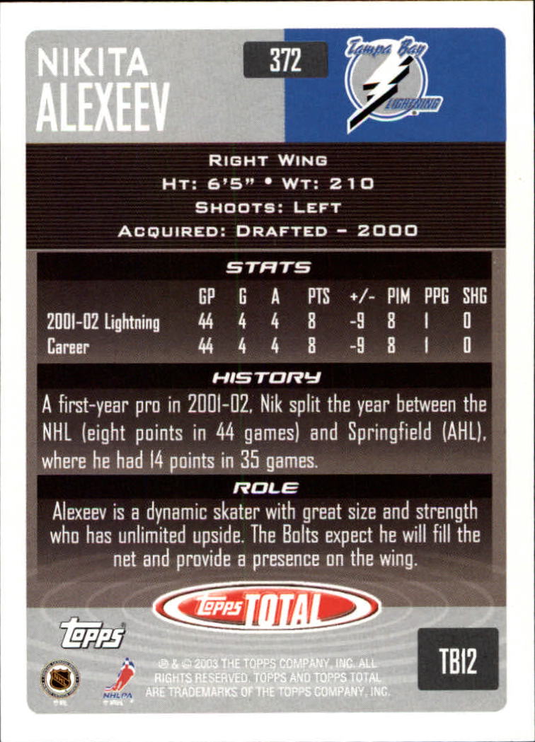A4574- 2002-03 Topps Total Hk #s 251-440 +Inserts -You Pick- 15+ FREE US SHIP - Picture 243 of 427