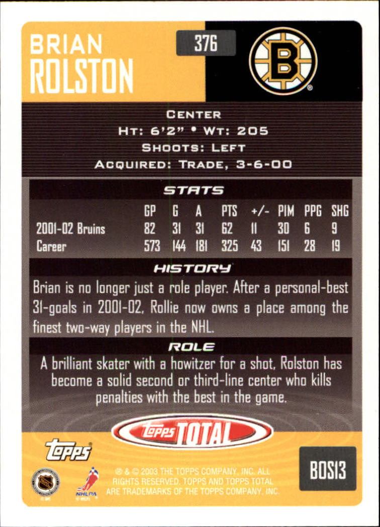 A4574- 2002-03 Topps Total Hk #s 251-440 +Inserts -You Pick- 15+ FREE US SHIP - Picture 249 of 427