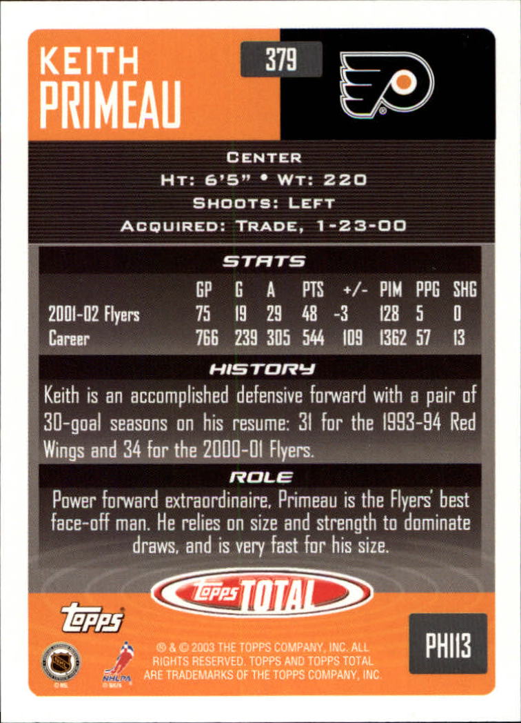 A4574- 2002-03 Topps Total Hk #s 251-440 +Inserts -You Pick- 15+ FREE US SHIP - Picture 255 of 427
