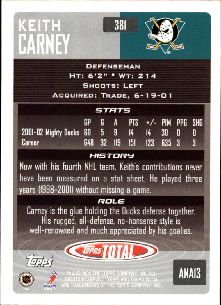 A4574- 2002-03 Topps Total Hk #s 251-440 +Inserts -You Pick- 15+ FREE US SHIP - Picture 259 of 427