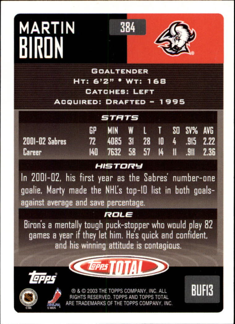 A4574- 2002-03 Topps Total Hk #s 251-440 +Inserts -You Pick- 15+ FREE US SHIP - Picture 265 of 427