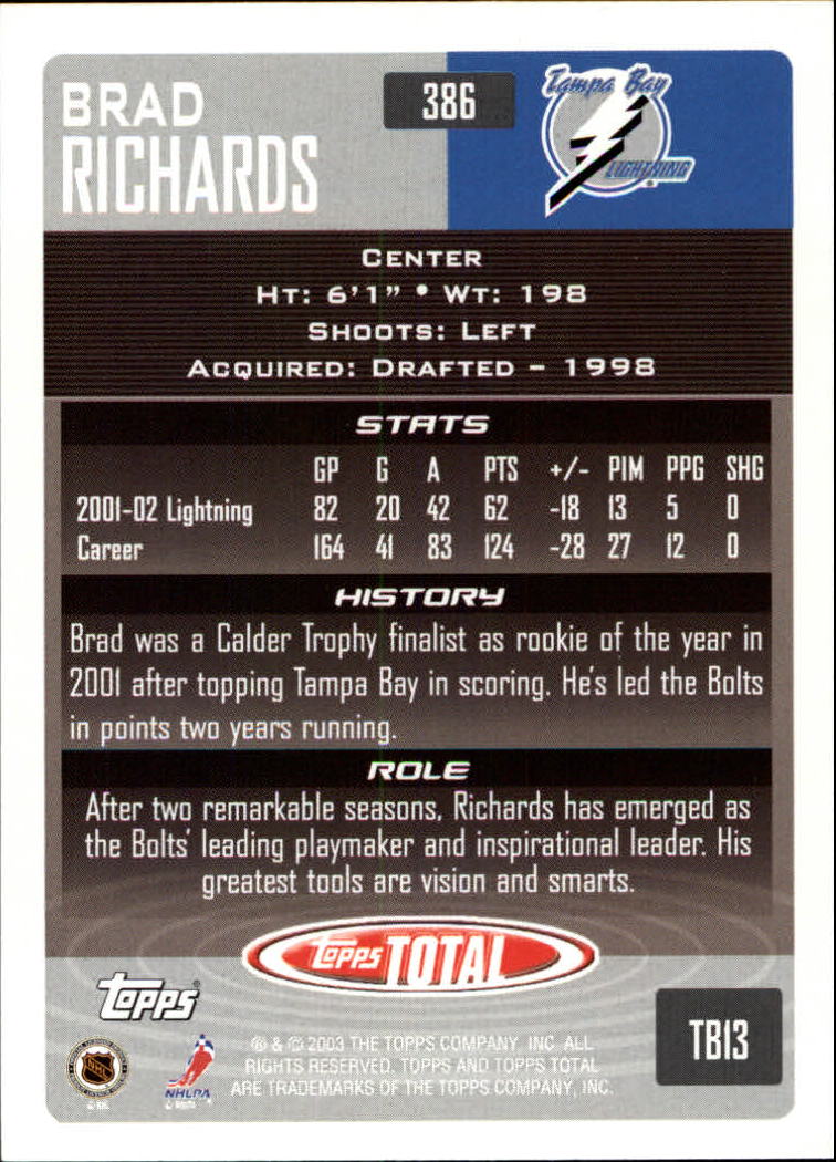 A4574- 2002-03 Topps Total Hk #s 251-440 +Inserts -You Pick- 15+ FREE US SHIP - Picture 269 of 427