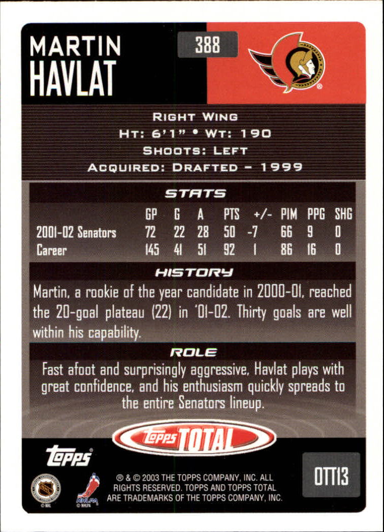 A4574- 2002-03 Topps Total Hk #s 251-440 +Inserts -You Pick- 15+ FREE US SHIP - Picture 273 of 427