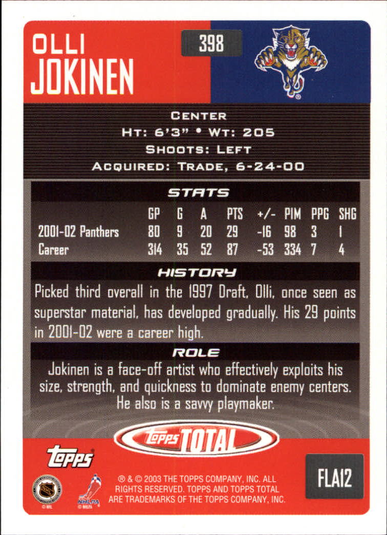 A4574- 2002-03 Topps Total Hk #s 251-440 +Inserts -You Pick- 15+ FREE US SHIP - Picture 291 of 427