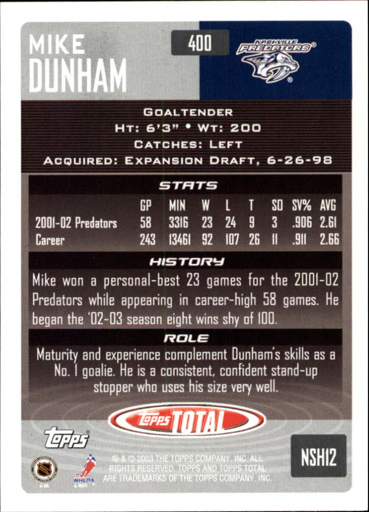A4574- 2002-03 Topps Total Hk #s 251-440 +Inserts -You Pick- 15+ FREE US SHIP - Picture 295 of 427