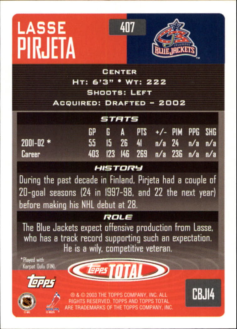 A4574- 2002-03 Topps Total Hk #s 251-440 +Inserts -You Pick- 15+ FREE US SHIP - Picture 309 of 427