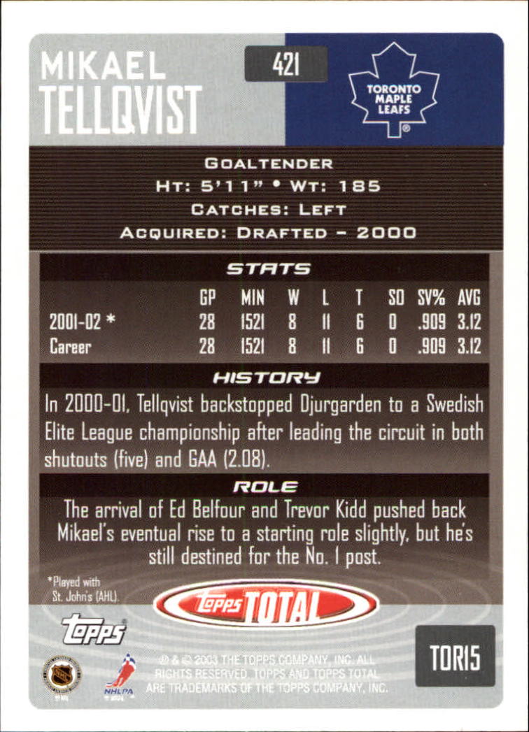 A4574- 2002-03 Topps Total Hk #s 251-440 +Inserts -You Pick- 15+ FREE US SHIP - Picture 335 of 427