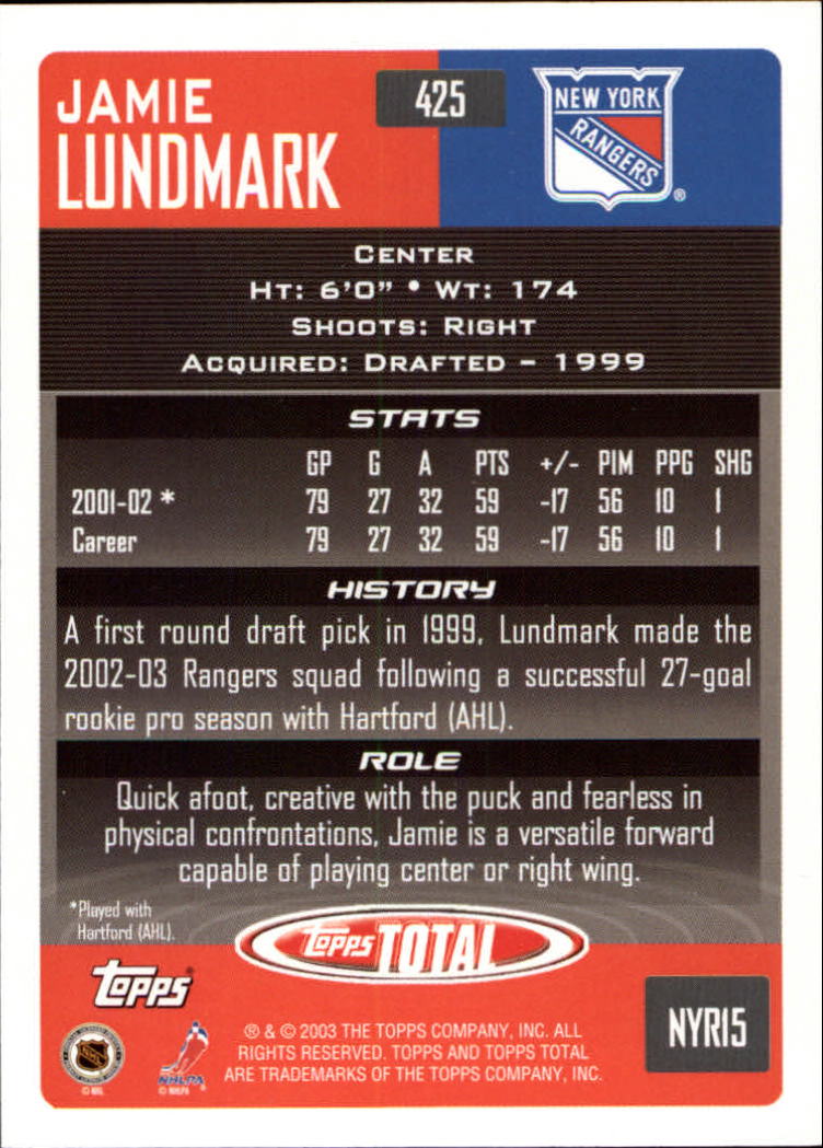 A4574- 2002-03 Topps Total Hk #s 251-440 +Inserts -You Pick- 15+ FREE US SHIP - Picture 343 of 427