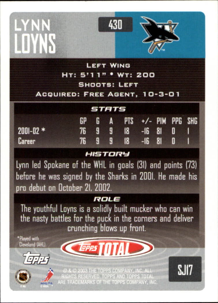 A4574- 2002-03 Topps Total Hk #s 251-440 +Inserts -You Pick- 15+ FREE US SHIP - Picture 353 of 427