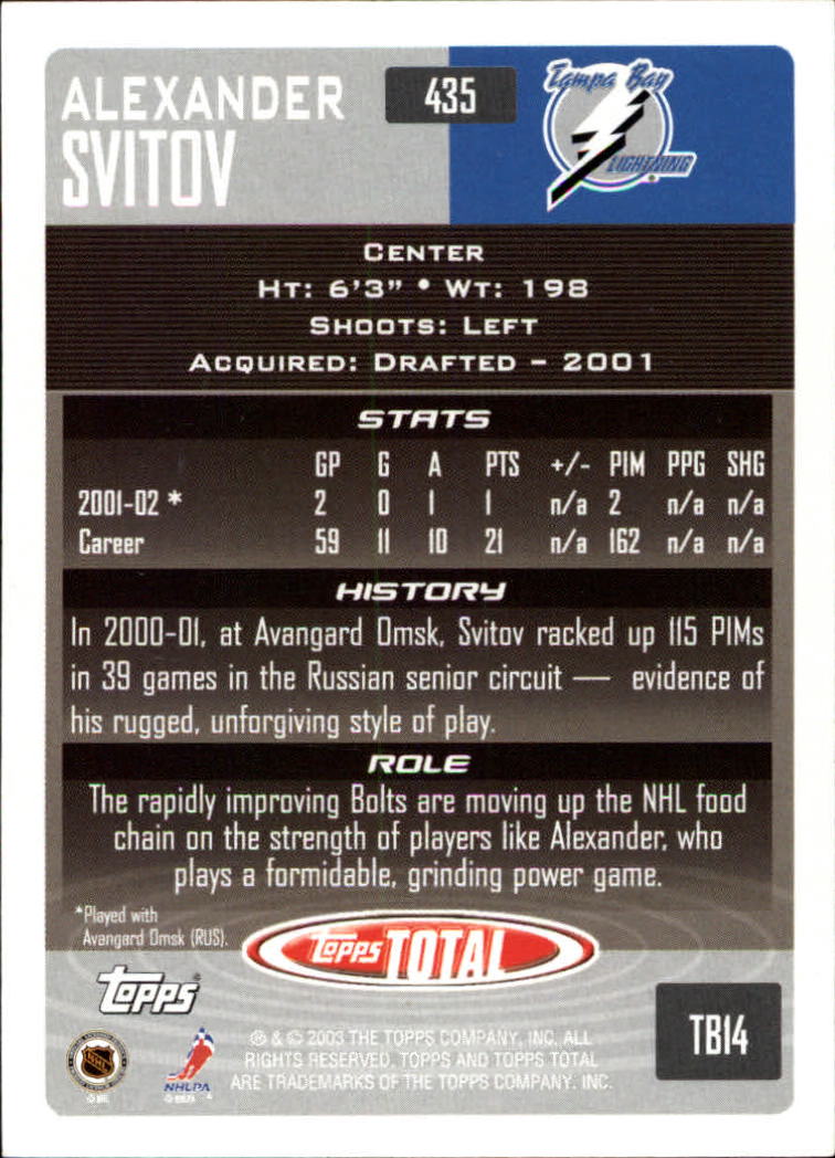 A4574- 2002-03 Topps Total Hk #s 251-440 +Inserts -You Pick- 15+ FREE US SHIP - Picture 363 of 427