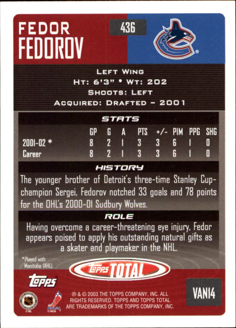 A4574- 2002-03 Topps Total Hk #s 251-440 +Inserts -You Pick- 15+ FREE US SHIP - Picture 365 of 427