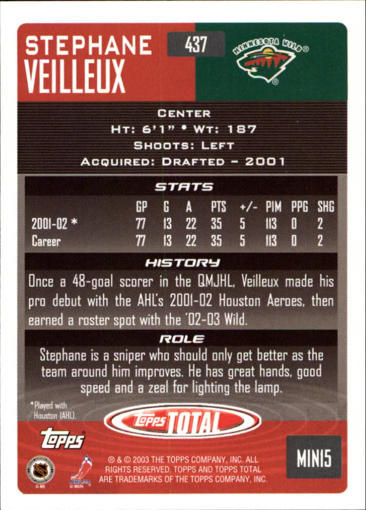 A4574- 2002-03 Topps Total Hk #s 251-440 +Inserts -You Pick- 15+ FREE US SHIP - Picture 367 of 427