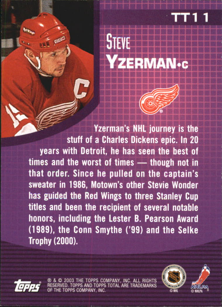 2002-03 Topps Total Topps #TT11 Steve Yzerman back image