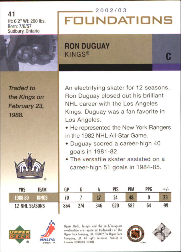 2002-03 Upper Deck Foundations #41 Ron Duguay back image