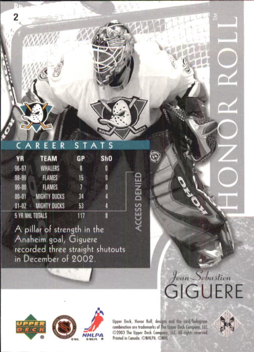 2002-03 Upper Deck Honor Roll - #22 Marty Turco