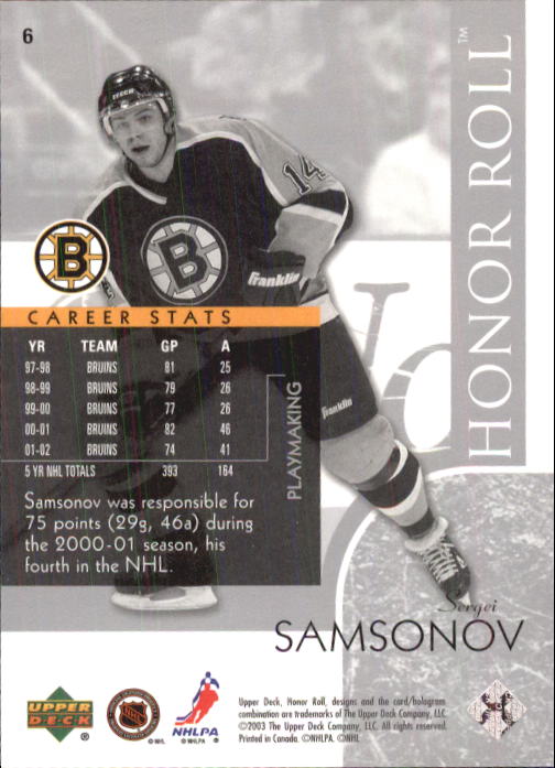 2002-03 Upper Deck Honor Roll - #22 Marty Turco