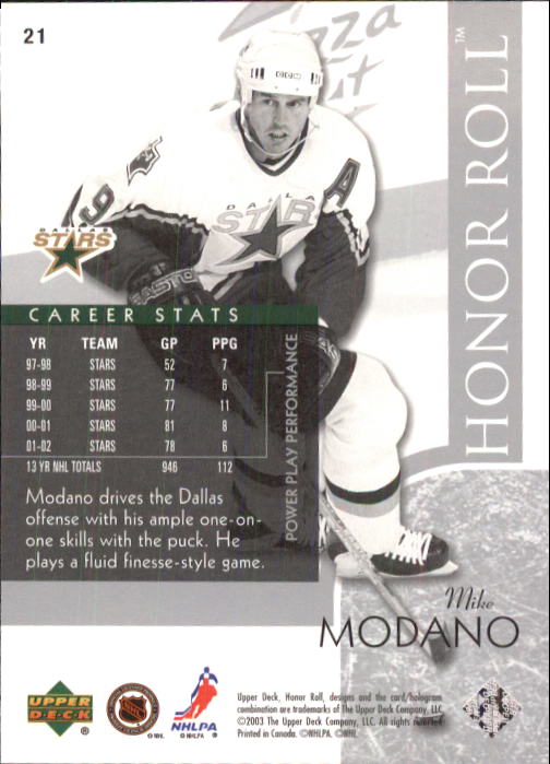 2002-03 Upper Deck Honor Roll - #22 Marty Turco