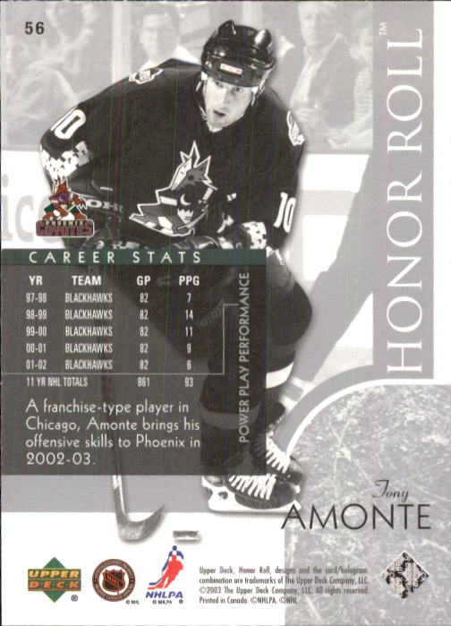 2002-03 Upper Deck Honor Roll - #22 Marty Turco