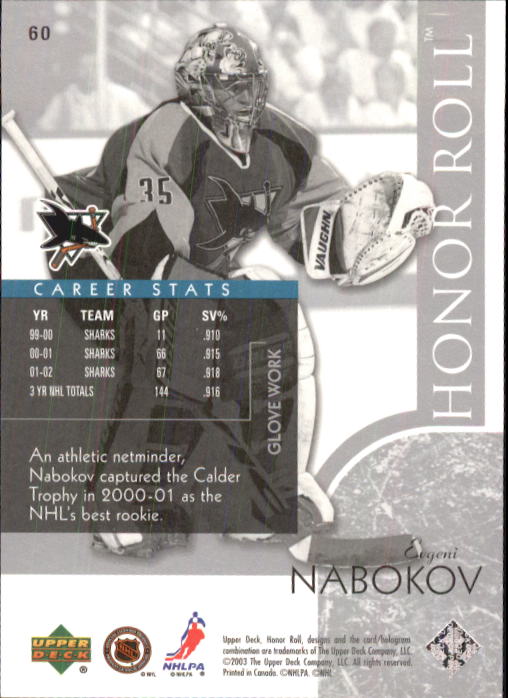 2002-03 Upper Deck Honor Roll - #22 Marty Turco